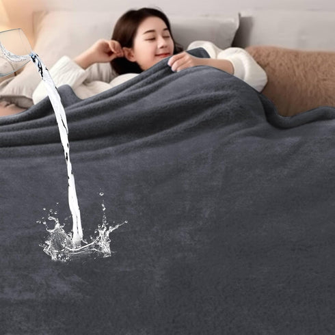 80'' 60'' 3 Tisancy Love Waterproof Dark Gray and Light Gray Bed Blanket x with a Storage Bag, Double Sides Flannel