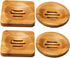 SUMAJU 4 Pcs Wooden Soap Holders, Natural Bamboo Soap Dish Square & Round for Home Bathroom