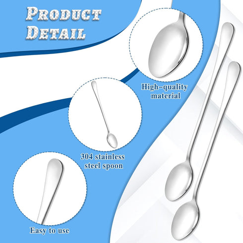 2 PCS Long Coffee Spoons, Stainless Steel Long Handle Ice Tea Spoons for Cold Drinks, Ice Cream, Coffee, Dessert Shakes