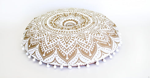 32" Gold Mandala Barmeri Large Floor Pillow Cover Cushion Meditation Seating Ottoman