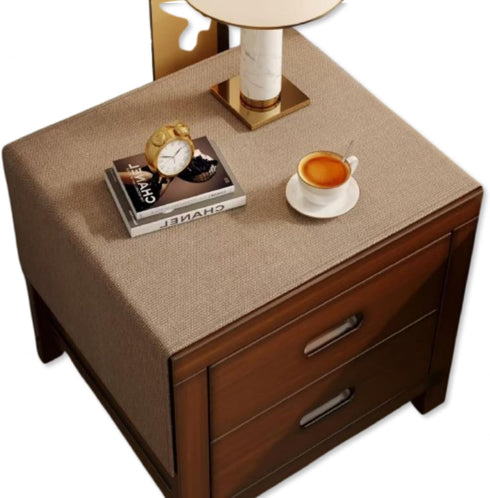 Bedside Table Mat Nightstand Dust Cover Waterproof Cotton and Linen- Brown
