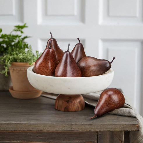 6PCS Fake Brown Pear Artificial Lifelike Fake Fruits Decorative for Kitchen Party Home Ornament House Table Faux Fruit