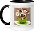 3dRose Jersey Cow In Grass Two Tone Mug, 11 oz - Black/White