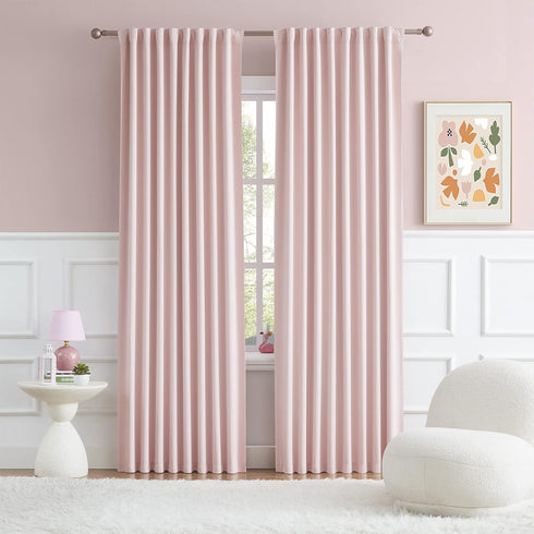 Back Tab and Rod Pocket Muted Pink Curtains for Girls Bedroom Decor
