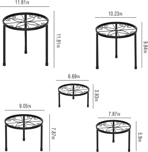5 Pack CADANI Metal Plant Stands for Outdoor Indoor, Anti-Rust Iron Flower Pot Stand, Heavy Duty Plant Pot Stand