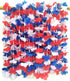 LITTLE FEATHER Red White and Blue 4th of July Party Lei, Hawaiian Luau Flower Necklace, Pack of 12