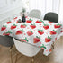 TKS MITLAN Summer 60 84 Inch 6-8 Red Strawberry Decorative Rectangle Tablecloth Fruits Strawberry Leaves Polyester