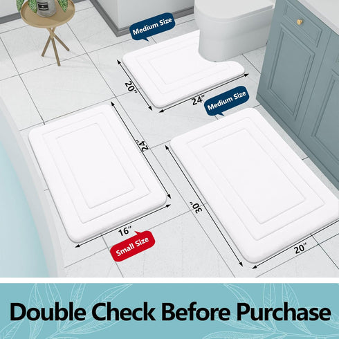 Arotive Memory Foam Bathroom Rug Mat 30x20, Ultra Soft Absorbent Bath Mat for Bathroom Floor, White