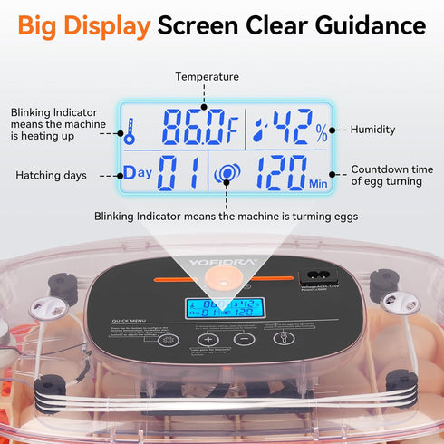 24 360Viewing Incubators for Hatching Eggs, Egg Incubator, Automatic Egg Turner with Humidity Control & Digital