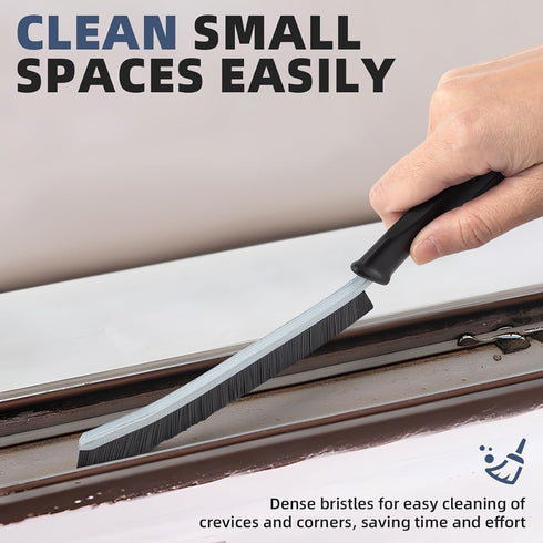 Hard Bristle Crevice Cleaning Brush - Cleaning Tools for Household Use, Multifunctional Gap Cleaning Supplies for Kitchen, Bathroom, Toilet, Window, Vehicle, Faucets, Grout, Home (Black) by FOOGWEE