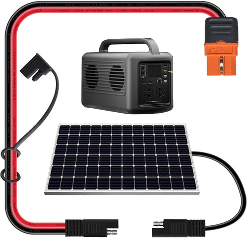 XT60i to SAE Adapter 10AWG Solar Charging Cable, XT60i-F Extension Cable with SAE Reverse Adapter for Ecoflow