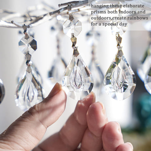 20pcs 38mm Crystal Loquat Shape Chandelier Replacement,Hanging Clear Glass Crystals for Chandelier,Crystal Prisms Beads