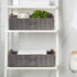 Round Grey Paper Rope Storage Basket, Wicker Baskets for Organizing with Handle, Decorative Storage Bins