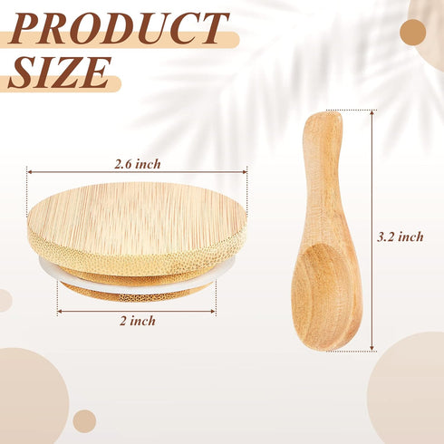 20 Tessco for you Pcs Yogurt Jar Lids with Small Spoons Bamboo Jar Lids with Silicone Sealing Rings Wooden Spoons