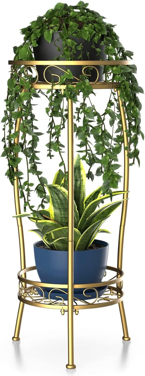 H HOMEXIN Plant Stand Indoor- 2 Tier Metal Tall Plant Stand 26.5"