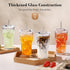 20oz 4 Pack GOSCHE Glass Tumblers with Straws and Lids, Ribbed Iced Coffee Cups Leak-proof, Dishwasher Safe, Thickened