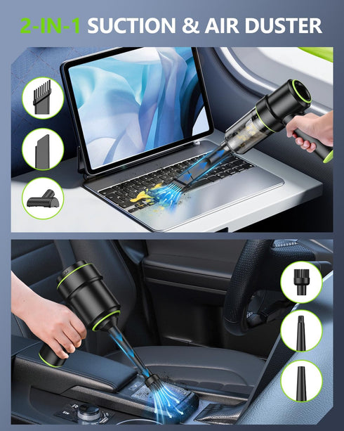 12000PA, 2 1 Multi-Nozzles CODN Handheld Car Vacuum Portable Cordless in Handheld Vacuum Cleaner and Air Duster