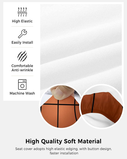 Computer Office Chair Cover, Basketball Texture Brown Washable Removable Slipcover for Rotating Boss Chair (1pcs)