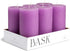 Bask Mottled Pillar Candles - Set of 6, 3" x 6" Dripless Unscented Purple Candles for Home Decor & Relaxation