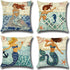 ULOVE LOVE YOURSELF Ocean Theme Throw Pillow Case - 4 Pack Cotton Linen Mermaid Square Cushion Covers 18 X 18 Inch