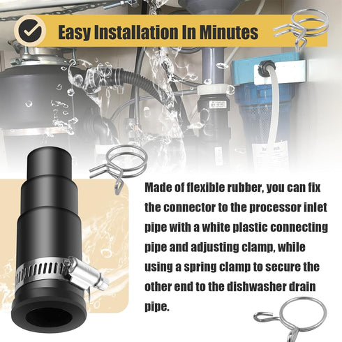 2 Set Dishwasher Connector Kit - Drain Hose Adapter with Inlet Connector, Hose Clamp, Compatible with InSinkErator