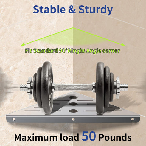 Generic 2 Pack Shelf,10-Inch 304 6 40 lbs Corner Shower Stainless Steel Bathroom Shelves with Hooks Heavy Duty Capacity