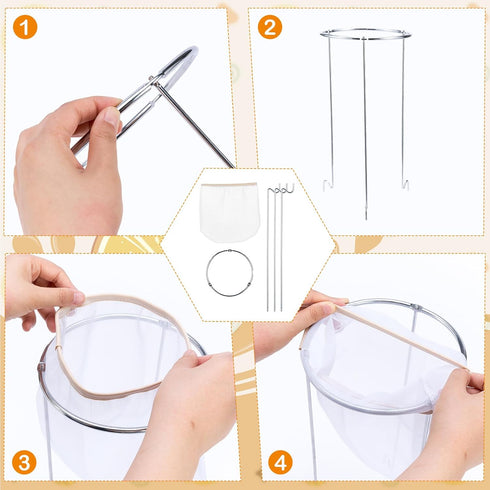 4 Jelly Strainer Stand With Reusable Staining Bags, Stainless Steel Stand With Replacement Bags for Straining Juice