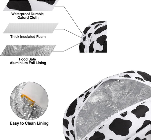 Insulated Lunch Bag - Reusable Lunch Box Cooler Tote Bag for Women Men Adults Work Picnic, Cow Print