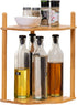 2-Tier Expandable Bamboo Corner Shelf - Dish/Plate Organizer for Cabinet, Kitchen Counter