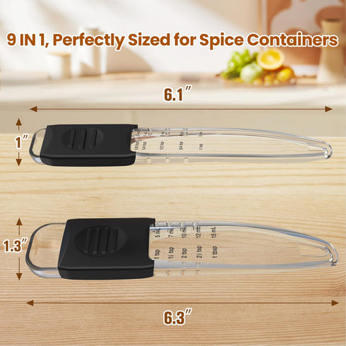 Professional Adjustable Measuring Spoons Set of 2#2258, Fits in Spice Jars, BPA-free & Dishwasher Safe