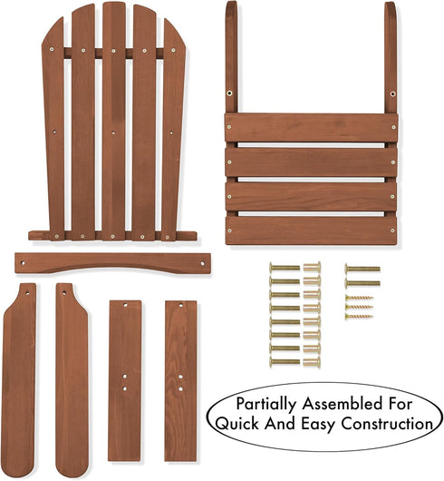 Casafield Children's Adirondack Chair, Cedar Wood Outdoor Kid's Chairs for Patio, Deck, Lawn and Garden, Partially