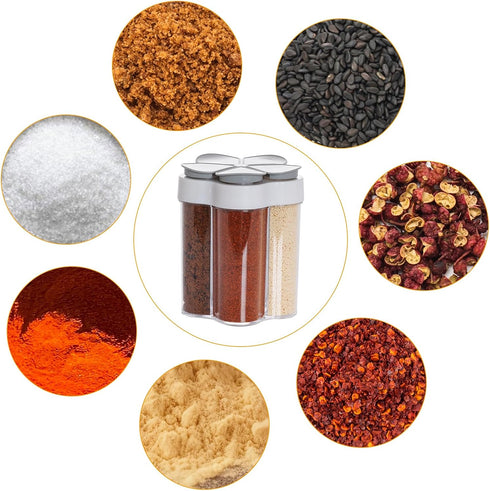 5 in 1 Salt and Pepper Shaker, Portable Travel Spice Container, Seasoning Shaker for Home and Camping