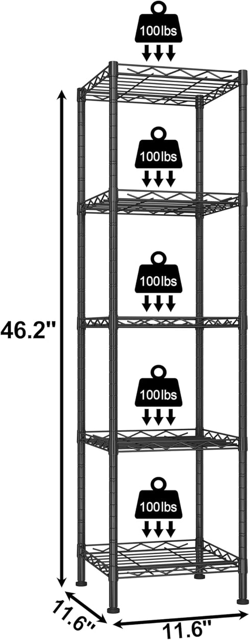 5-Wire 11.6" 11.6" 46" HOMEFORT Storage Shelves, Shelving, Metal Shelving Unit Adjustable Storage Shelves Rack