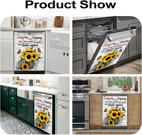 Dishwasher Magnet Cover, "Every Day Is A New Beginning" Decorative Panel Decal for Kitchen