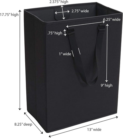 Household Essentials 600D The Recycler Bag, Compact Recycling Center, Polyester with Durable Chipboard Sides, Black
