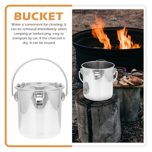 Healeved Stainless Steel Bar Bucket - Dog Water Pail, Beverage Tub, Ice Bucket, Kitchen Compost Bin