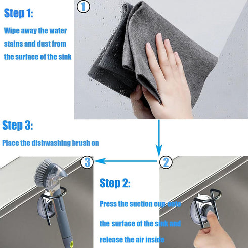 Soap Dispensing Palm Brush Holder for Kitchen Brush Dish Brush with Soap Dispenser Pot with a Traceless Suction Cup