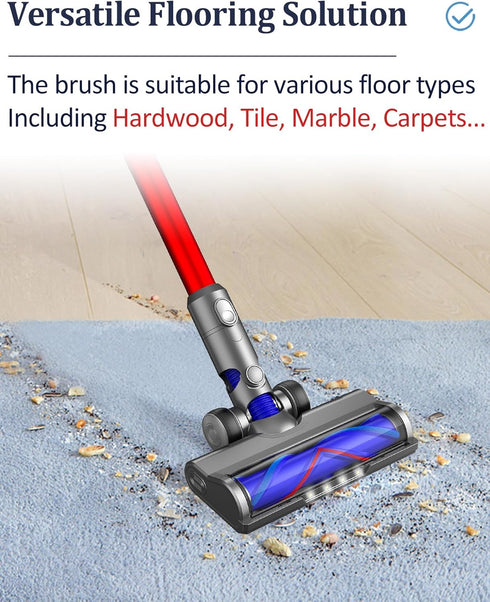 Vacuum Attachments for Dyson V6 Cleaners, Brush Motorhead with LED Lights, V Shape Bristle Roller Replacement Parts