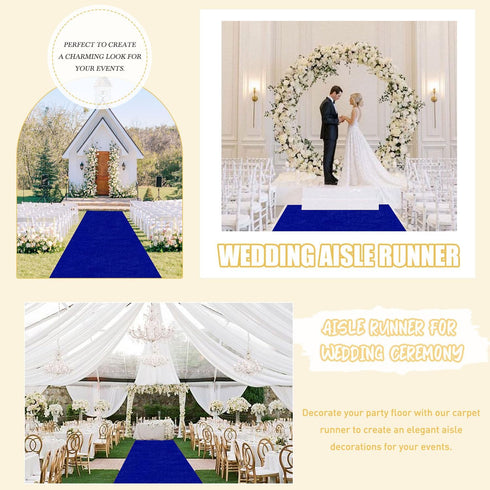 Royal Blue Velvet Aisle Runner 15FTx2FT for Wedding Ceremony, Bridal Shower, Indoor Church, Outdoor Hallway Runner