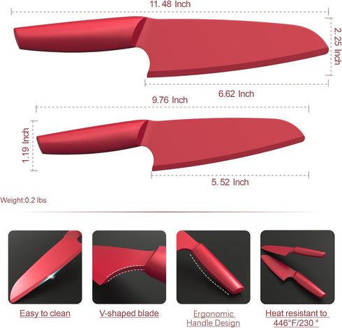 SWIBINJIT Nylon Knife Set for Kids, 2 Piece Set 11” and 9” for Cutting Fruits, Veggies, and Bread
