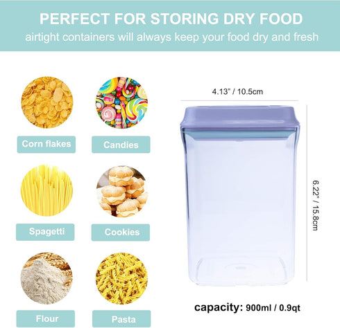 900ml 0.9qt) Airtight Food Storage Container Pop Containers With Lids, Bpa Free for Spaghetti Cereal Flour Rice Kitchen