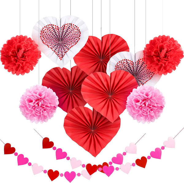 Blulu Valentine Gift Paper Kit - Multicolor Tissue Paper Flowers Bunting Hanging Fan for Party Decorations