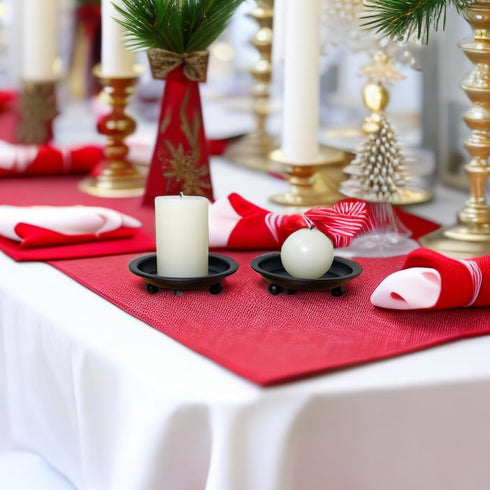 2 Pcs Candle Plate Iron Candle Holder for Pillar Candles, Black Metal Stand for Dining Table Decor