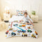 Excavator Comforter Set Twin Size, Tractor Machinery Trucks Bedding Set, Construction Vehicle