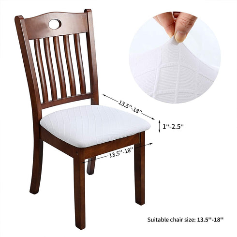 Stretch Chair Seat Covers 4 PCS, Removable Washable Anti-Dust Dining Room Cushion Slipcovers (White)