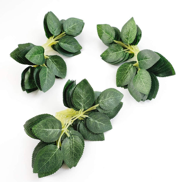 Floroom 35pcs Artificial Green Leaves Bulk Faux Silk Greenery for DIY Wedding Bouquets, Home Decorations