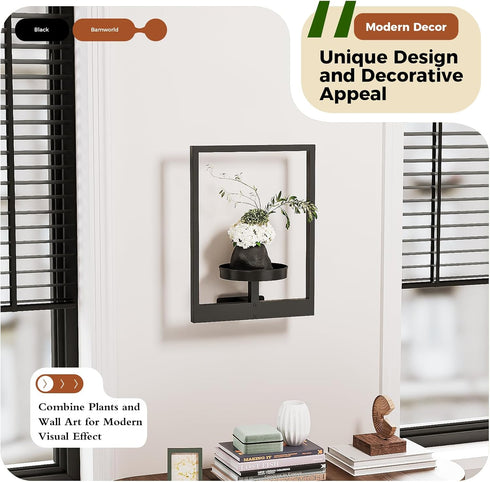 1 Pack Bamworld Plant Stand Indoor Wall Decor Metal Plant Hanger Indoor Hanging Plant Holder Wall-Mounted Planters