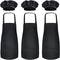 Novelty Place Kid's Apron with Chef Hat Set (3 Set) - Skin-friendly Children’s Bib with Pocket for Cooking