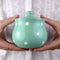 City to Cottage Ceramic Sugar Bowl with Lid - 10oz Sugar Container for Coffee Bar, Handcrafted Turquoise Blue