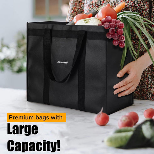 Homemell 100 LBS, 4-Pack) Heavy Duty Reusable Grocery Bags, Large Collapsible Tote Bag Holds Extra-Strength Premium